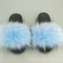 ZRTX36 zapatilla de piel sintética bota blush pvc slides damas zapatillas de piel de mapache mujer